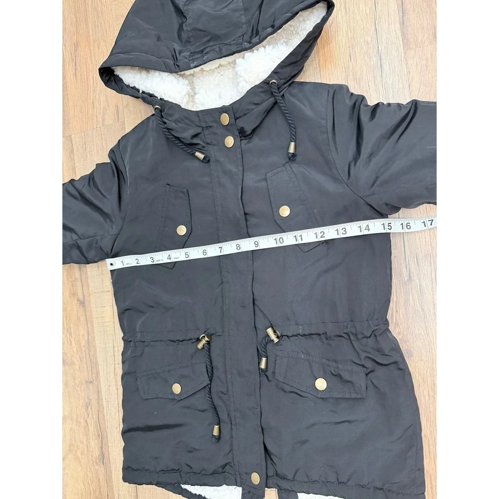 Copper Key Girls Black Hooded Parka Sherpa Lined Winter Coat Size‎ 6/6X